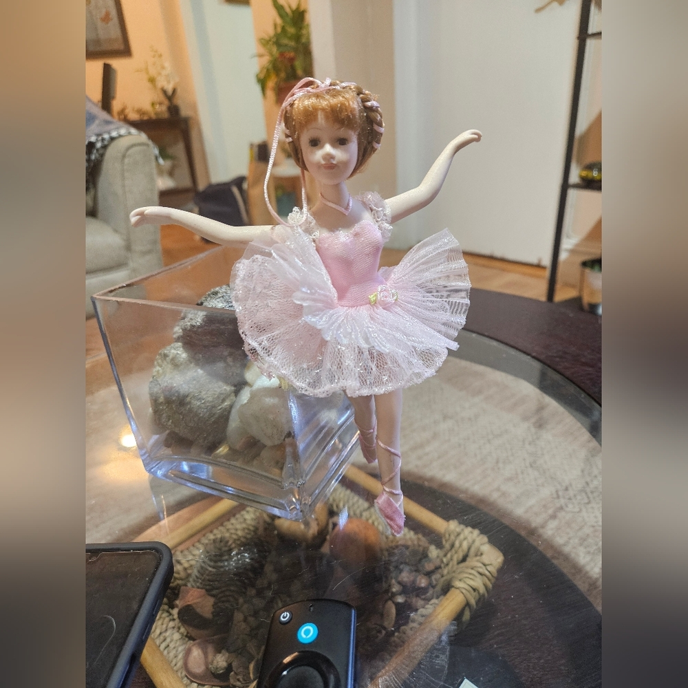 Porcelain Jointed Ballerina Doll Glass Eyes